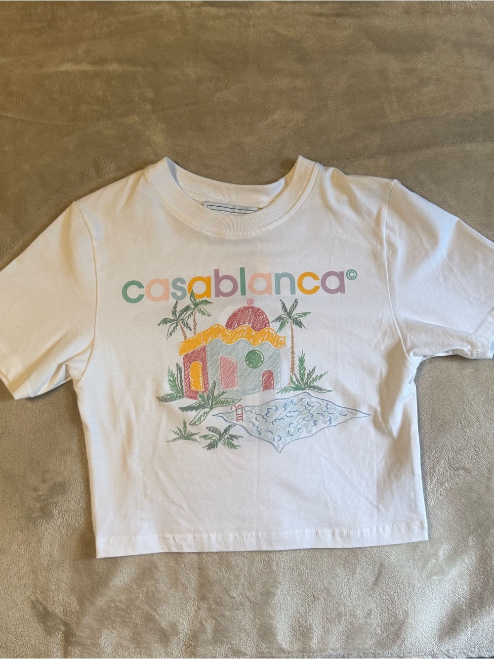 Casablanca White Cropped Graphic T Shirt